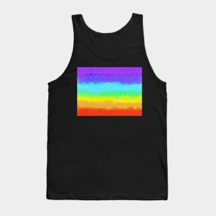 Bright Rainbow Tie Dye Watercolor Gradient Stripe Tank Top